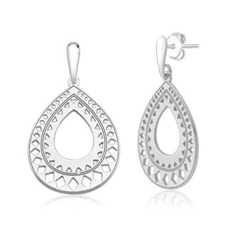 Brinco de Prata 925 Gota Vazada e Detalhada em Oferta na Shopee