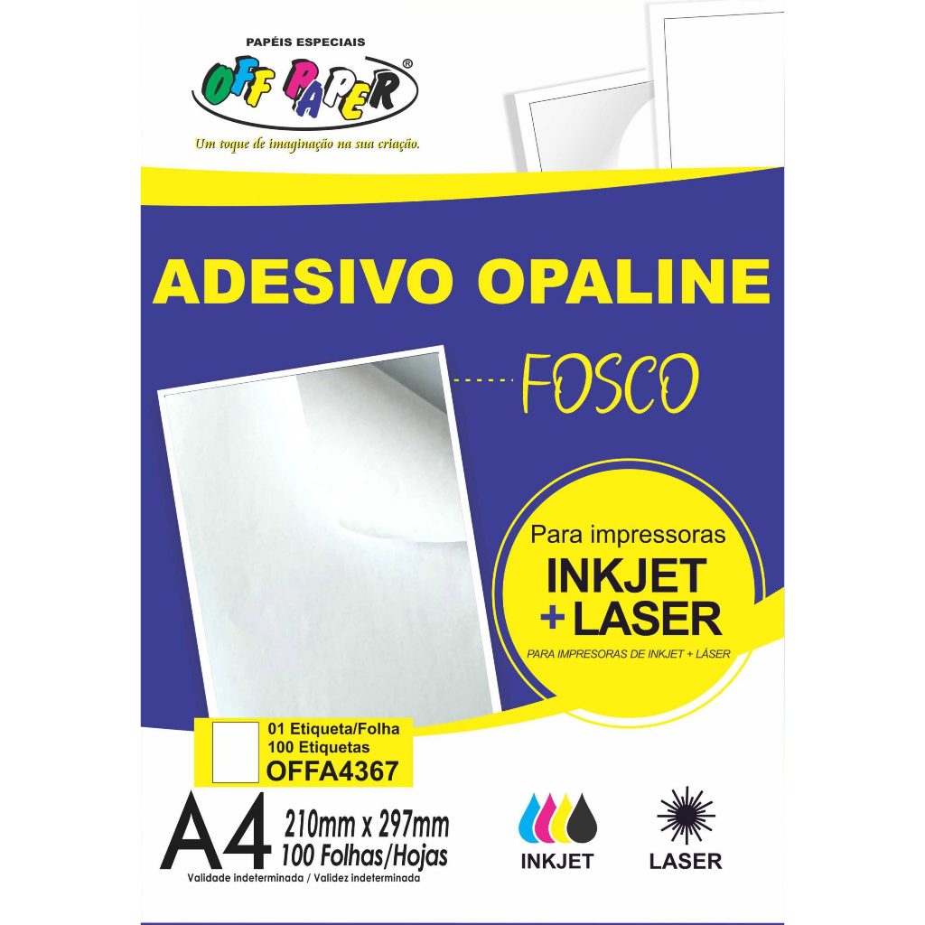 Adesivo Opaline Fosco A4 100 fls para jato de tinta e a laser em Oferta na Shopee