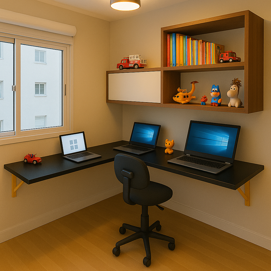 Mesa em L Suspensa na parede com mão francesa para Quarto Escritório Ideal para Estudo e Trabalho 100% em MDF em Oferta na Shopee