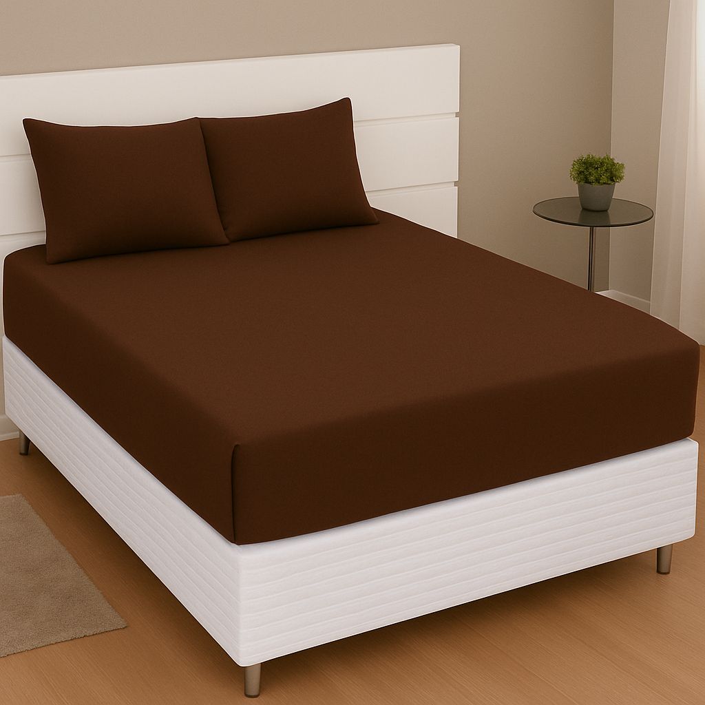 Lençol Casal Queen Liso Malha Grossa + 2 Fronhas em Oferta na Shopee