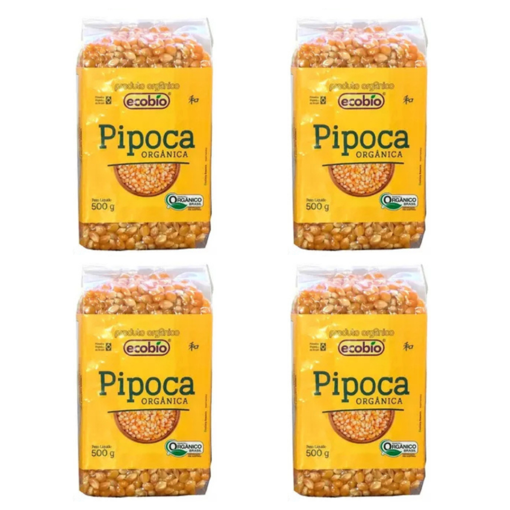 4 Milhos De Pipoca Orgânico Alto Vácuo Ecobio 2Kg Total - milho para pipoca Sem Glúten Sem Soja