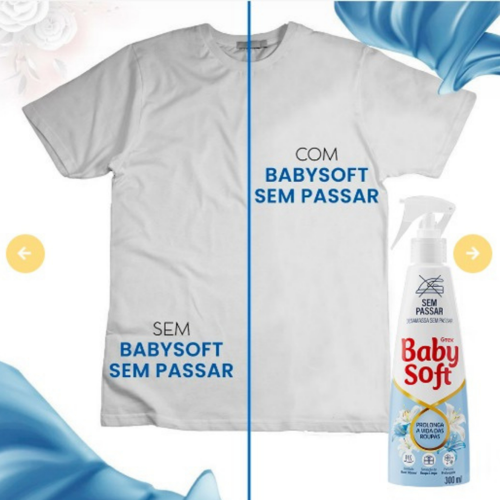 Baby Soft Desamassa Roupas Sem Passar Neutralizador de Odores Facilitador Gatilho 300ml