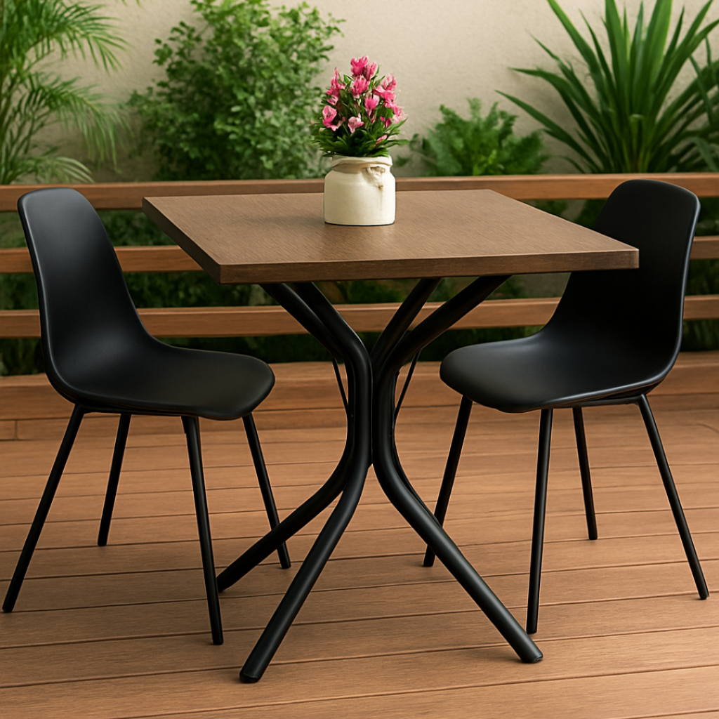 Mesa De Jantar Estilo Industrial Quadrada Até 4 Lugares Moderna Aço Preto Amadeirado em Oferta na Shopee