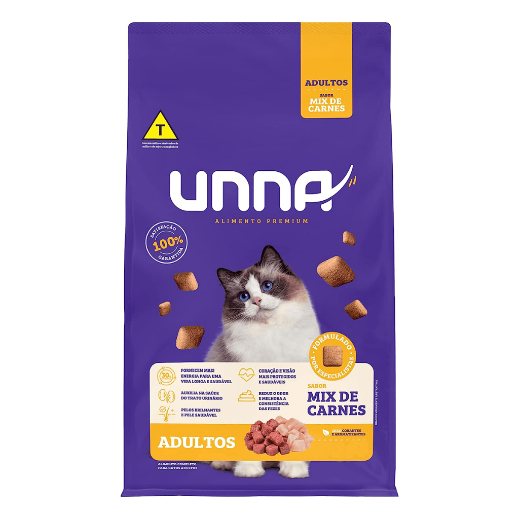 Ração Unna Premium Gatos Adultos sabor Mix de Carnes 10.1 Kg