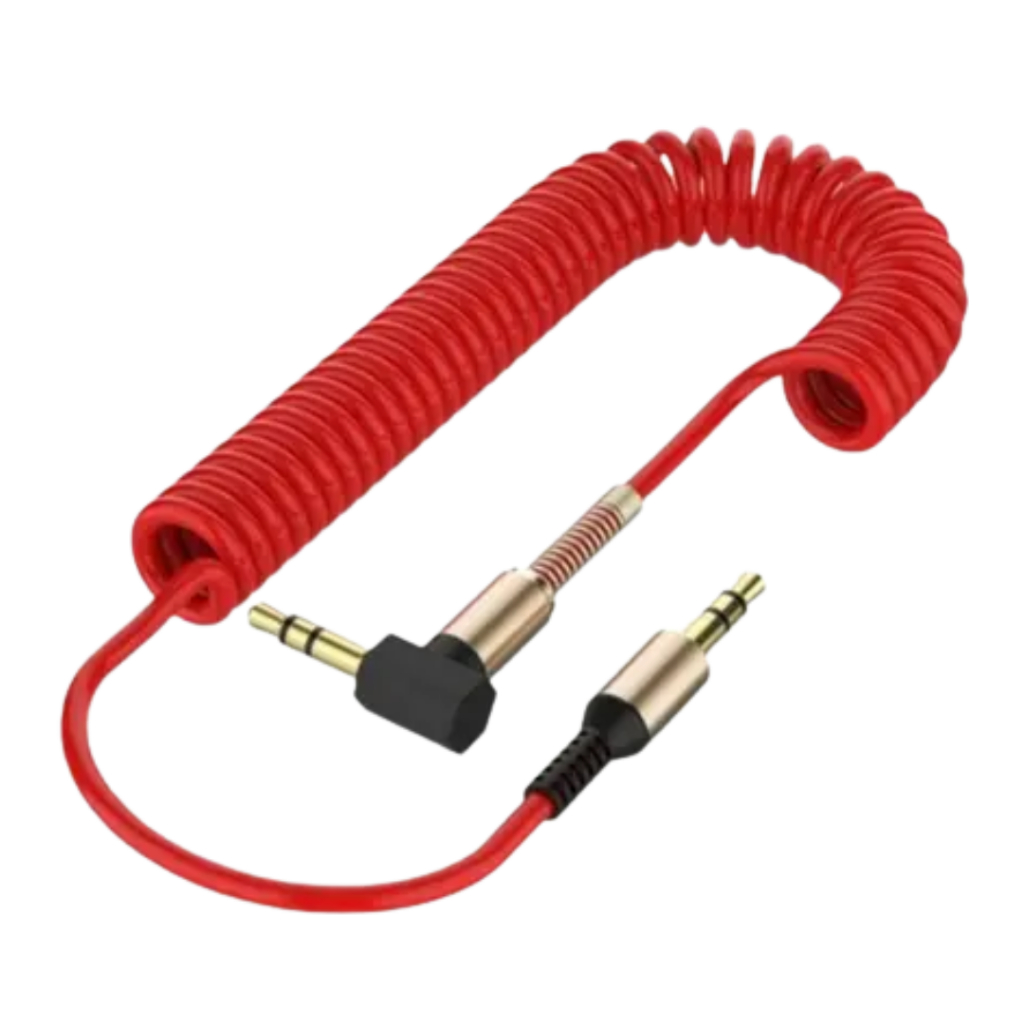 Cabo de Áudio Auxiliar P2 1,5 Metros Espiral Cores para Celular Notebook Pc Som Automotivo
