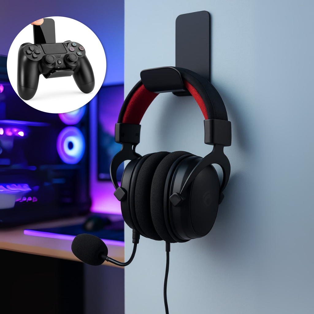 Suporte Gamer Universal Em Acrílico Para Fone de Ouvido Headset e Controle
