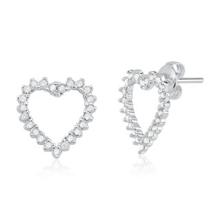 Brinco de Prata 925 Coração Vazado com Zircônias Cravejadas em Oferta na Shopee