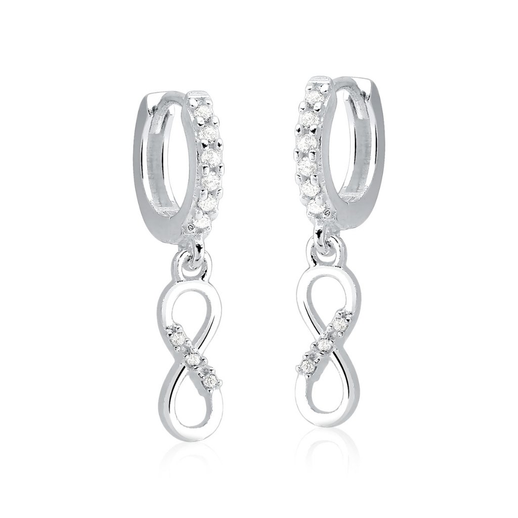 Brinco de Prata 925 Argola Click com Infinito em Oferta na Shopee