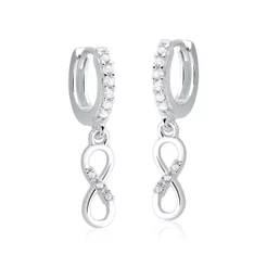 Brinco de Prata 925 Argola Click com Infinito