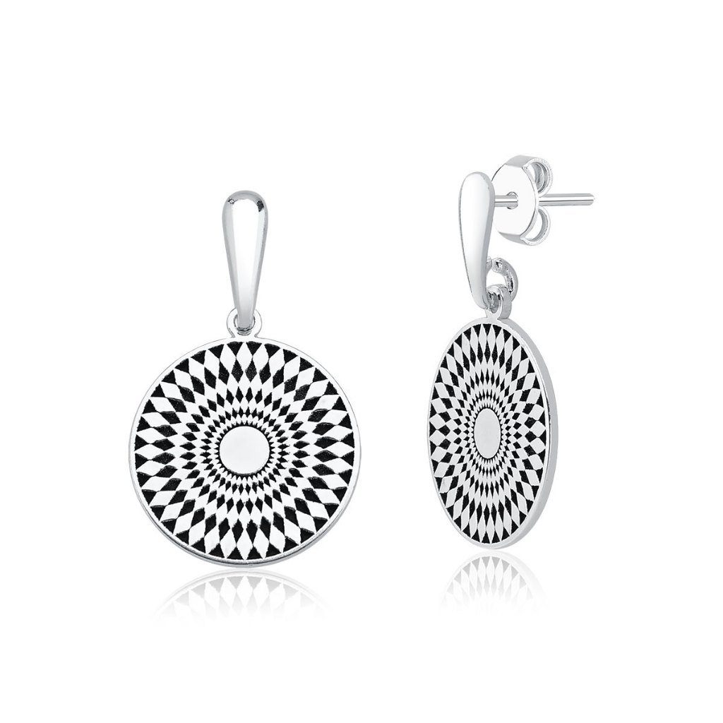 Brinco de Prata 925 Mandala Resinado