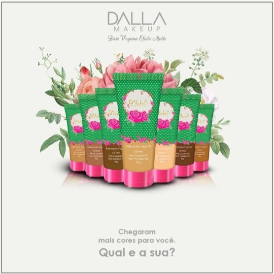 Base Matte Vegana Oil Free Cores Claras e Medias Dalla em Oferta na Shopee