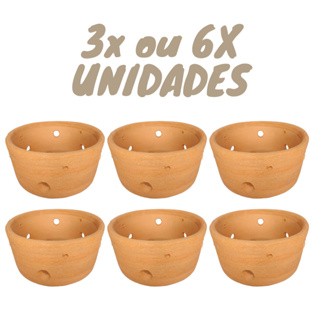 Kit Vasos de Cerâmica Furado para Orquídeas e Suculentas–Resistente e com Drenagem– 3 ou 6 Unidades) em Oferta na Shopee