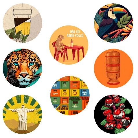 Kit de Descanso de Copos Porta Copos Brasilidades 9cm de diâmetros