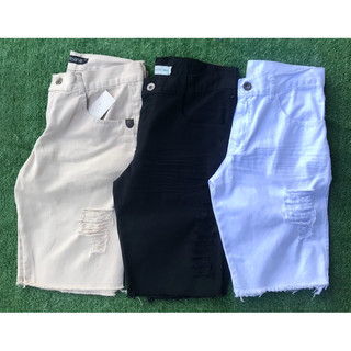 Kit  2 Bermuda Shorts masculinos Jeans e Sarja Destroyed  Masculino Linha  Premium