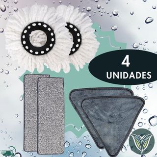 KIT Refil para Mop Giratório 8/ 13 Litros Mop Flat e Triangulo Refis Limpeza Esfregão Vassoura Microfibra Rodo Limpa