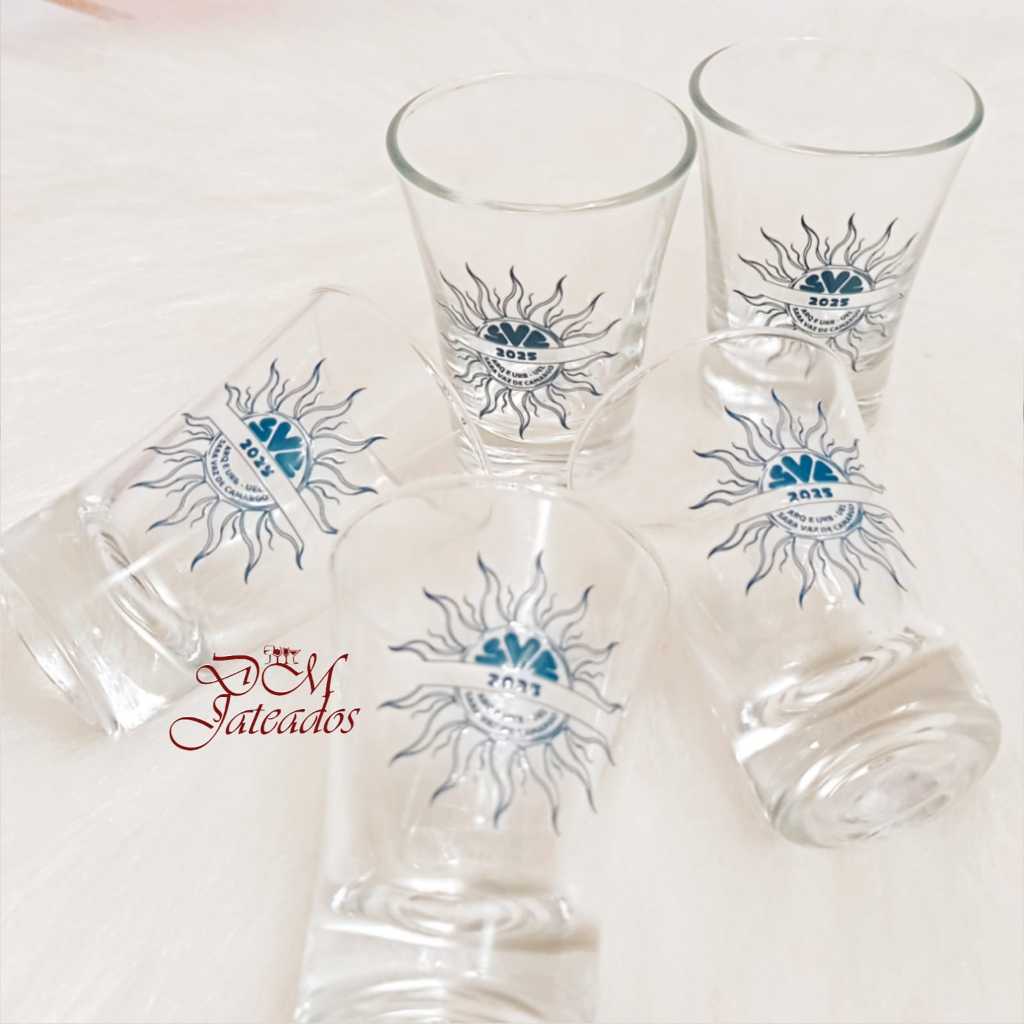 24 Copos de Dose Personalizado Vidro Adesivo DTF Lembrança Presente / casamento / empresa / SUA LOGO em Oferta na Shopee