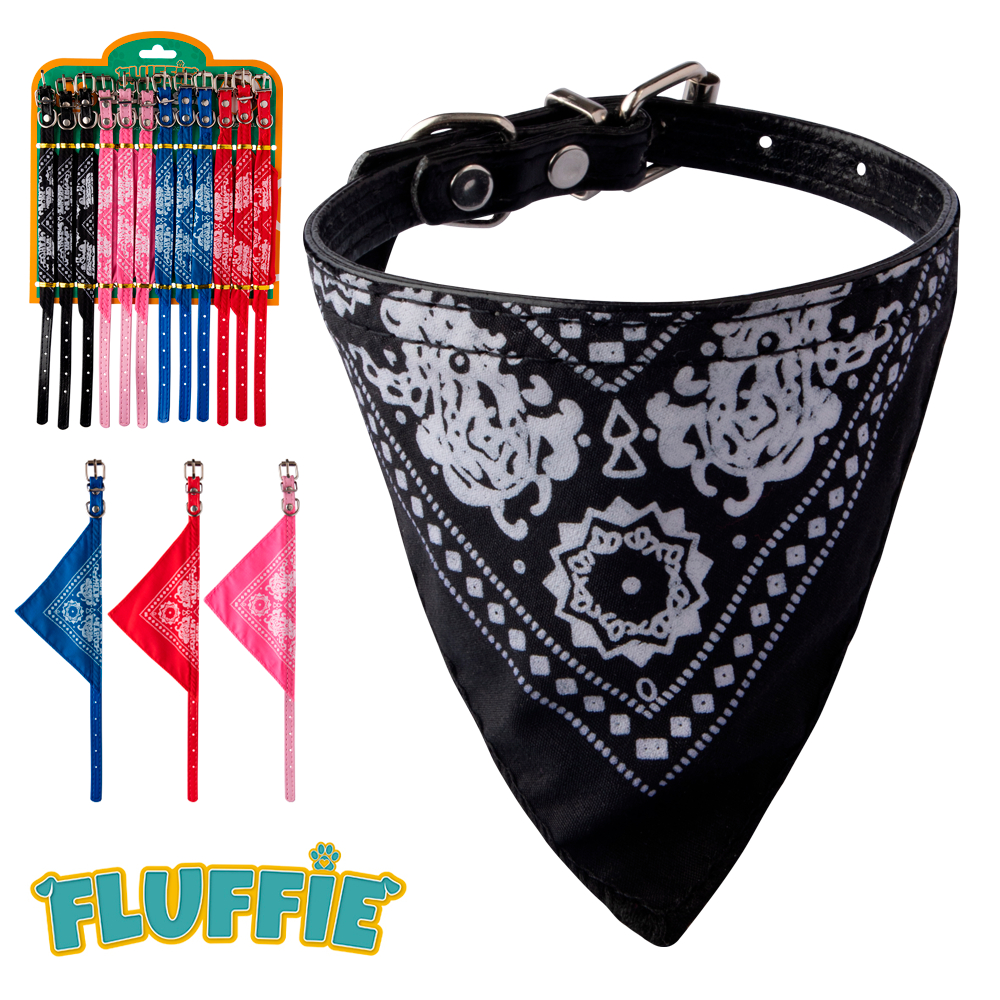 Coleira para Cachorro com Bandana Estampada – Fluffie 31,5x1cm