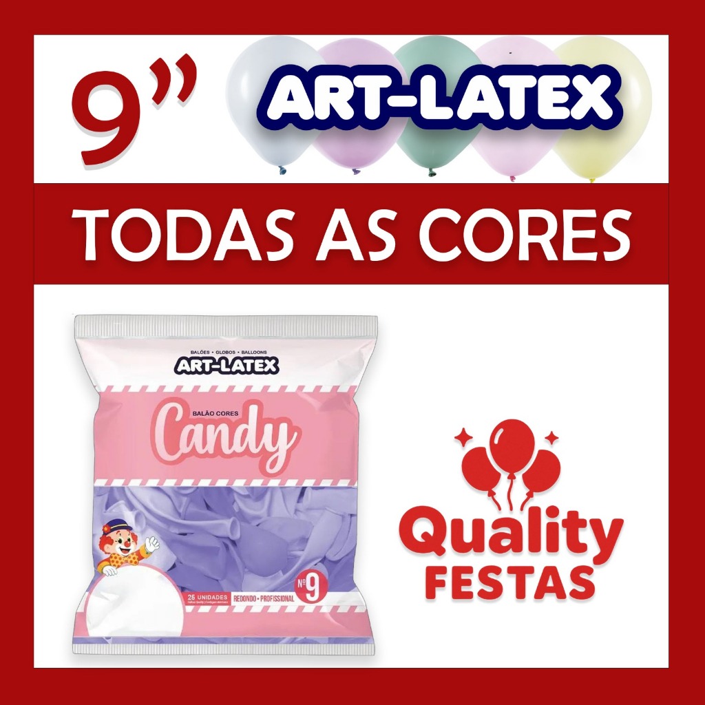 BALÃO Nº 9 REDONDO CANDY COLOR ***ART LATEX *** TODAS AS CORES ***  PCT 25 UNIDADES - PARA TODOS OS EVENTOS em Oferta na Shopee