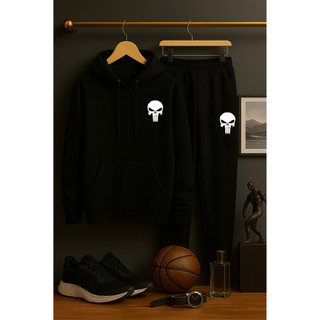 Moletom Canguru Preto Estampado Unissex Feminino Masculino Algodão Capuz e Bolso Preto Casaco Suéter