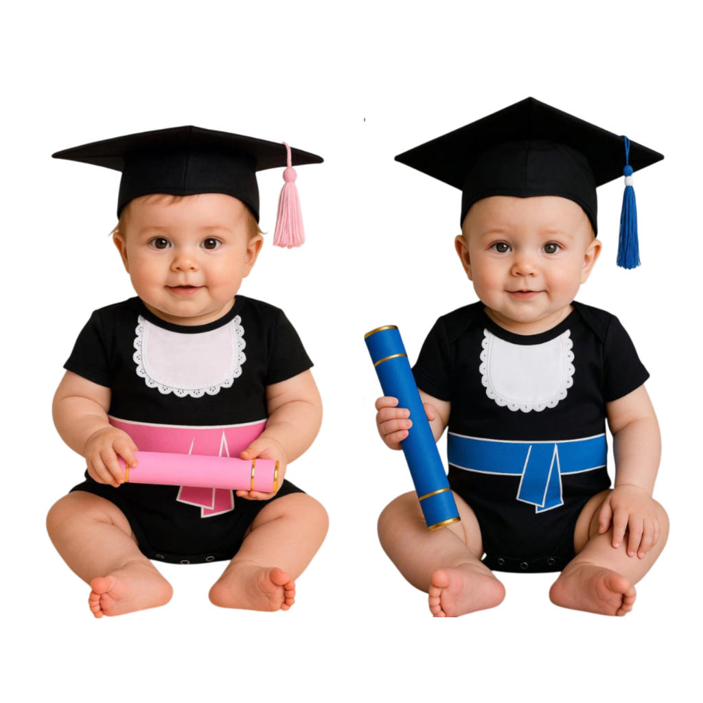 Body Capelo Formatura Conclusão Mêsversário 100% Algodão Temático Bebê em Oferta na Shopee