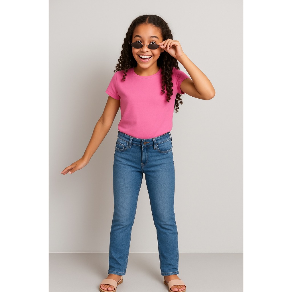 Calça Jeans  Feminina Slim Infantil e Juvenil em Oferta na Shopee