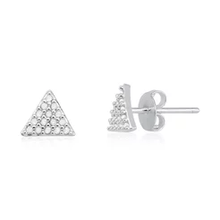 Brinco de Prata 925 Triângulo com Zircônias