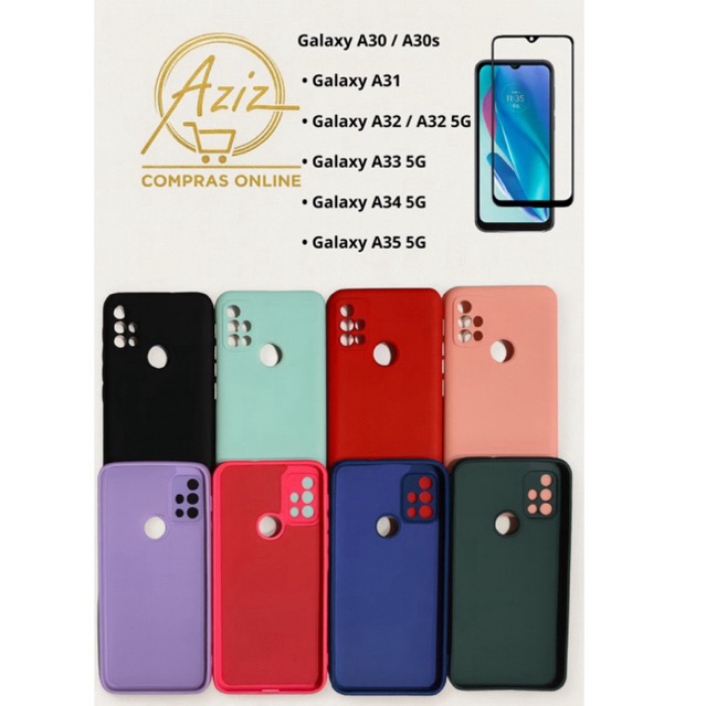 Capa Premium + Película de Vidro p/ Galaxy A30/A30s/A31/A32/A32 5G/A33 5G/A34 5G/A35 5G – Silicone Aveludado