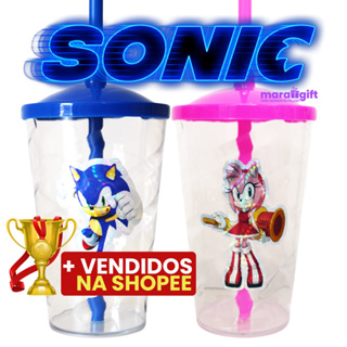 5 à 15 Copos Twister Cristal adesivo SONIC AMY ROSE 400ML, Transparente Com Tampa E Canudo coloridos em Oferta na Shopee