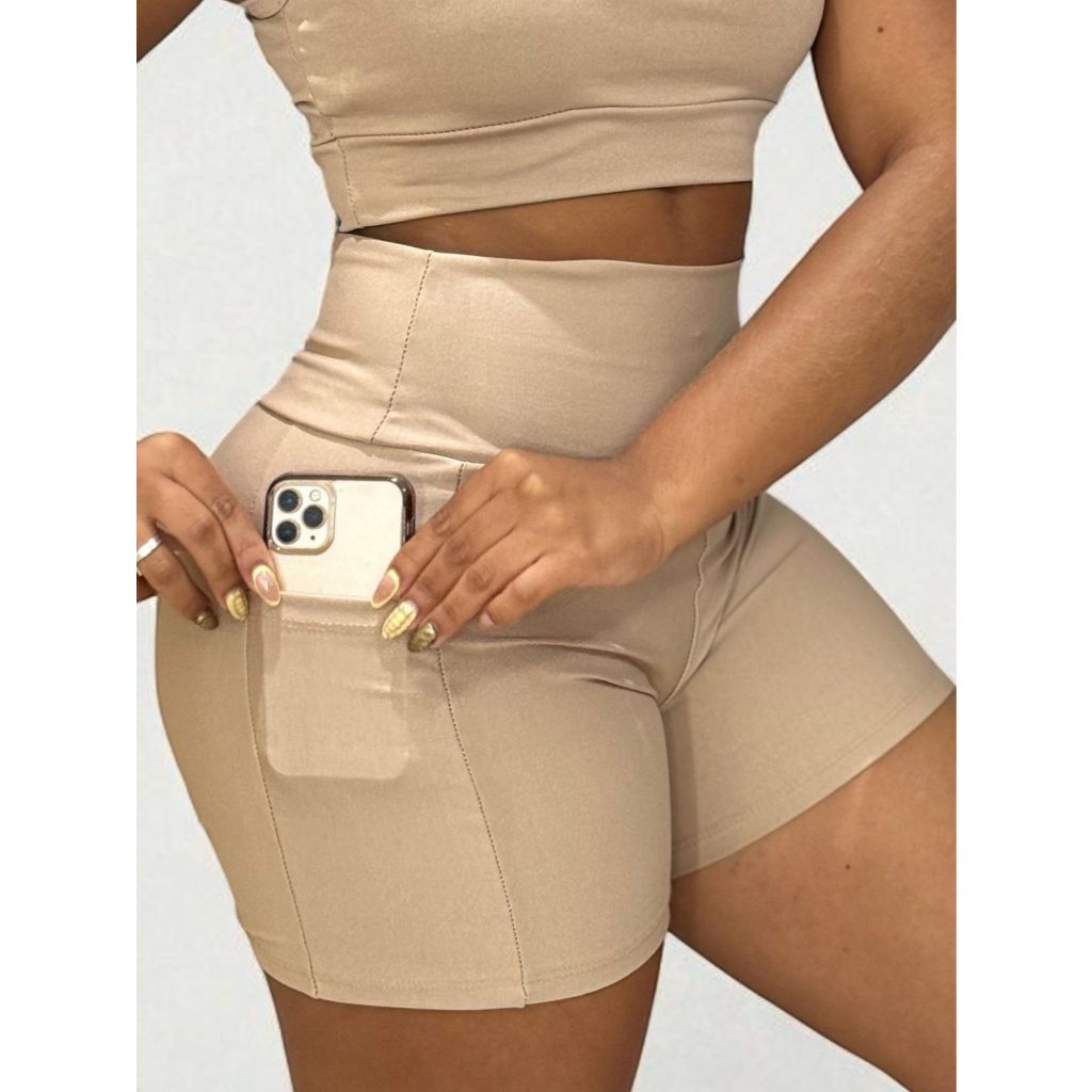 Shorts Legging fitness com BOLSO para academia ciclismo ginastica  academia e atividade ar livre em Oferta na Shopee