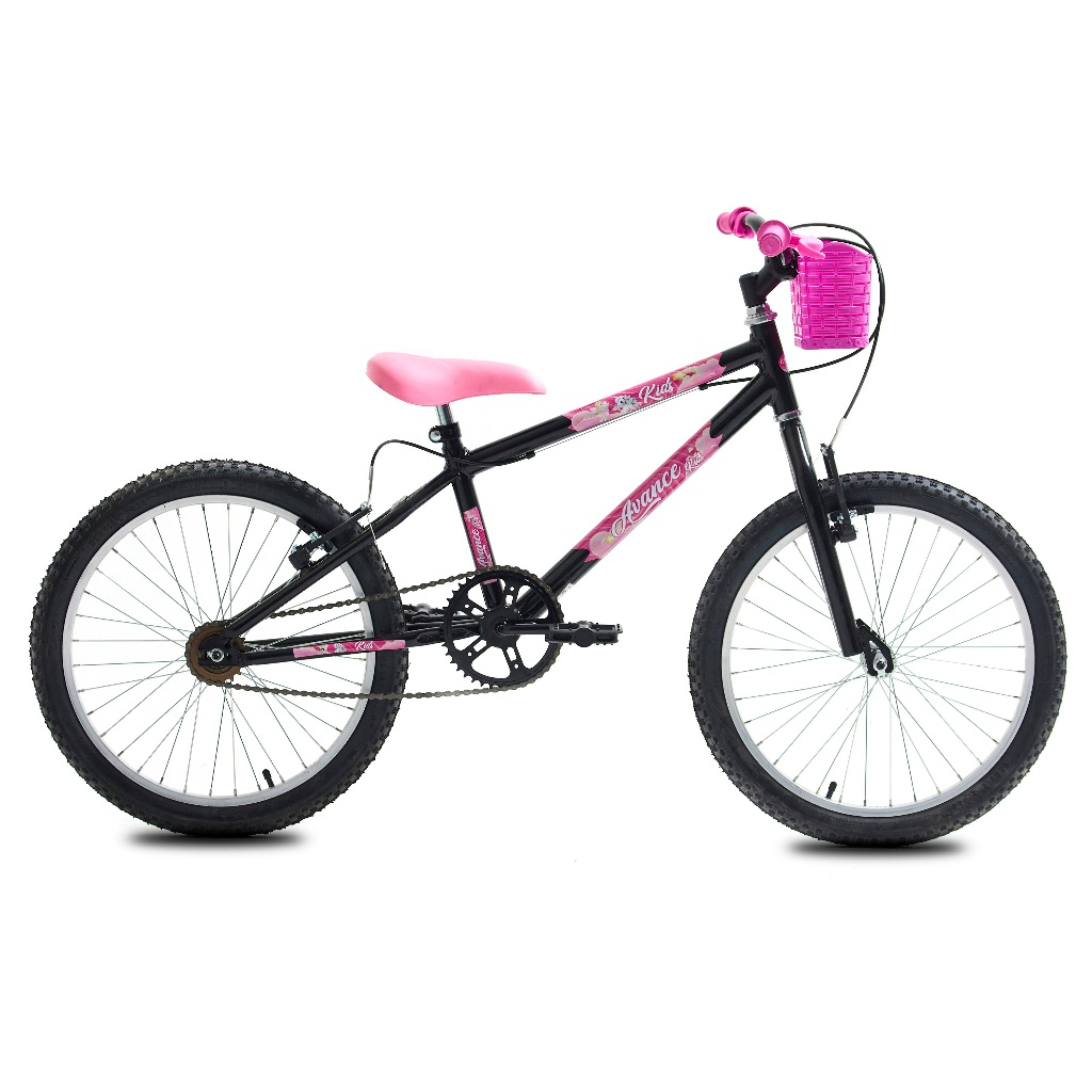 Bicicleta Bike Infantil Criança Aro 20 Avance SX V-brake Feminina Menina - Preto / Rosa em Oferta na Shopee
