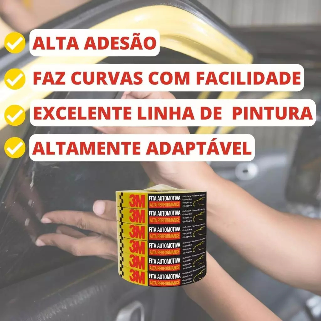 FITA CREPE 3 UNID AUTOMOTIVA AMARELA 3M 18X40M
