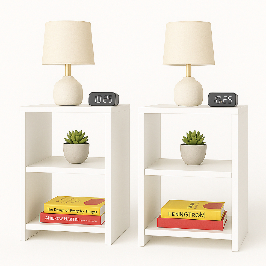 Kit 2 Mesas Cabeceira Mesa Aparador Cama Quarto Sala Escritorio Mdf Branco Nicho Decorativo