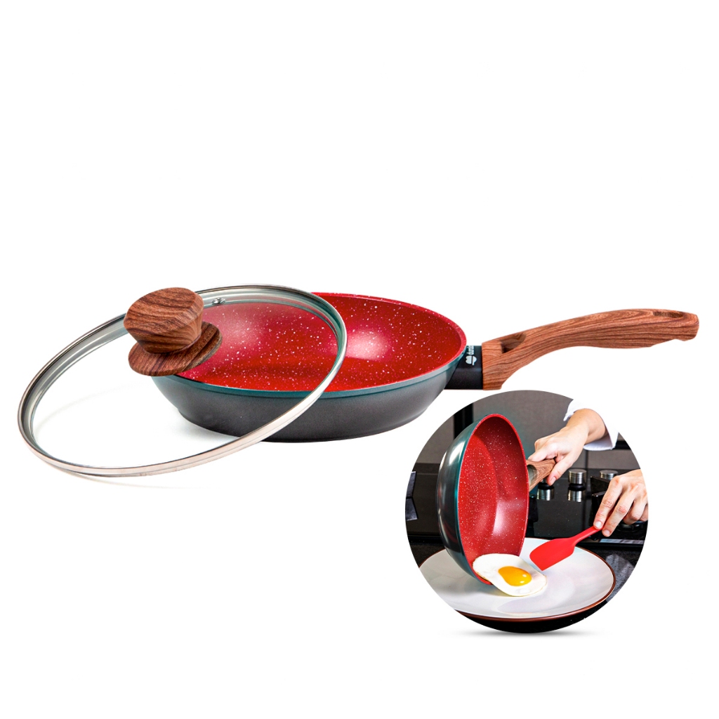 Frigideira C Tampa Cerâmica Antiaderente Indução N24 Fogão Cooktop Vermelho Duralar em Oferta na Shopee