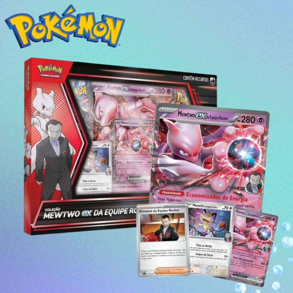 Box MewTwo Ex da Equipe Rocket - Pokémon TCG / Copag Lacrado