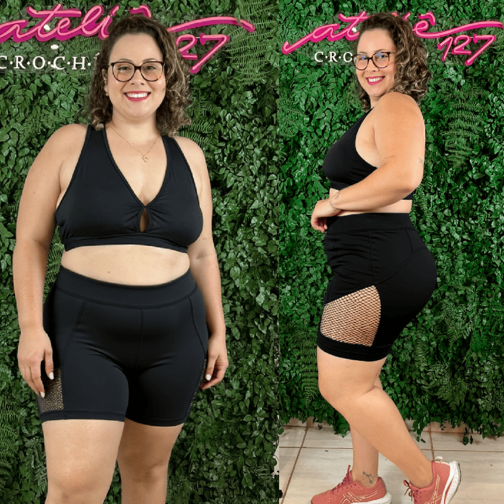 Conjunto Academia Feminino Kit com 2 peças 1 Bermudas Detalhe 1 Tops Nadador Plus Size Curve Fitness em Oferta na Shopee