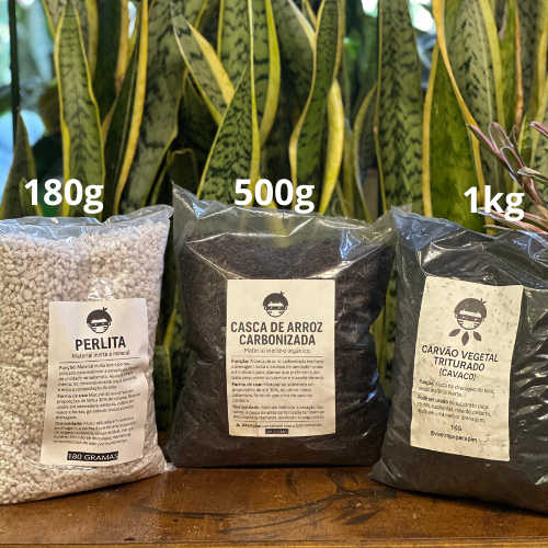 Kit Substrato: Perlita + Casca de Arroz + Carvão Triturado Drenagem Plantas Orquídeas Suculentas