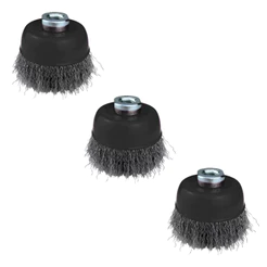 Escova Copo Aço Ondulado 3 Pol. Rosca M14 1 Linha Lixadeira kit c/3