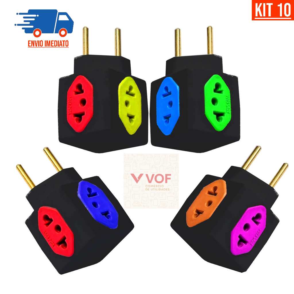 Adaptador de Tomada Cubo Preto 4 Entradas Benjamim Universal Bivolt 10A e 20A
