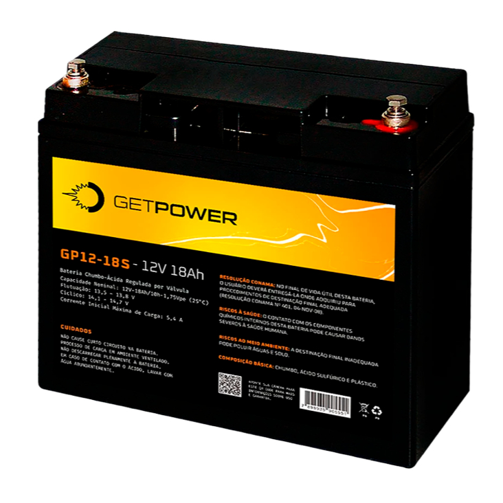 Bateria Recarregável 12V 18Ah Selada VRLA  Para No-Break, Alarme, Brinquedos, Ce