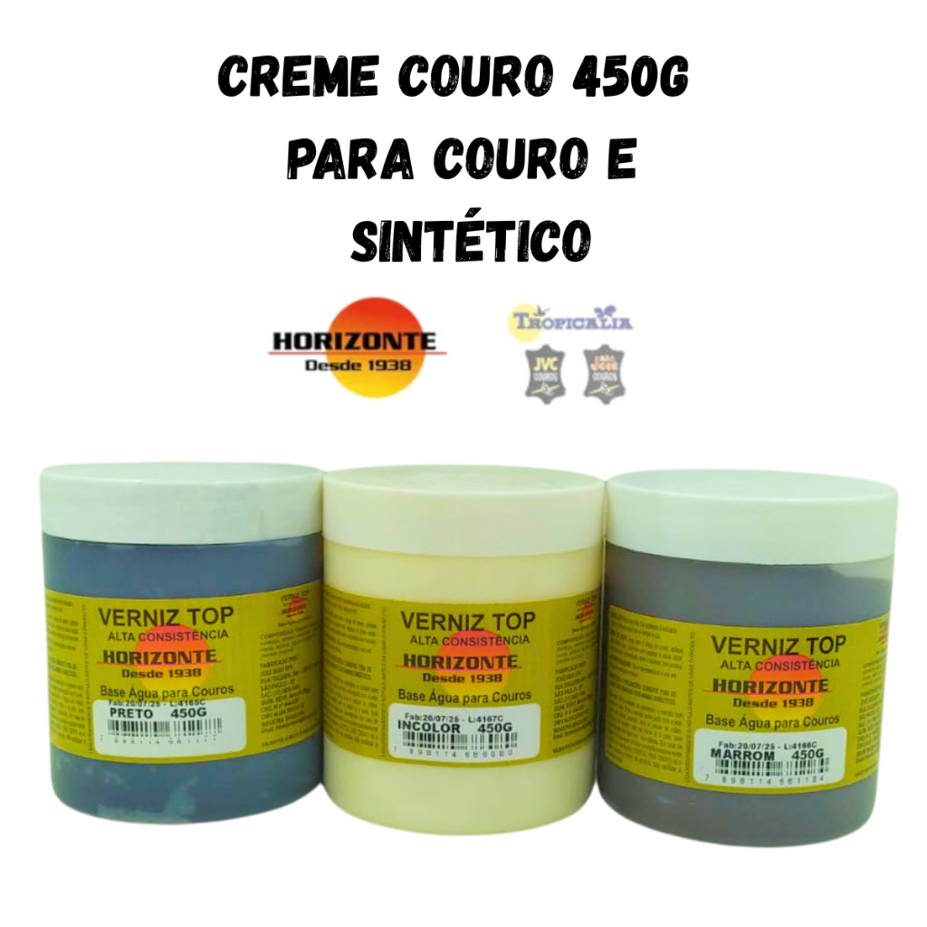 Creme Couro horizonte 450g renovador, graxa, sapatos, tênis, bota, jaqueta couros liso e sintéticos