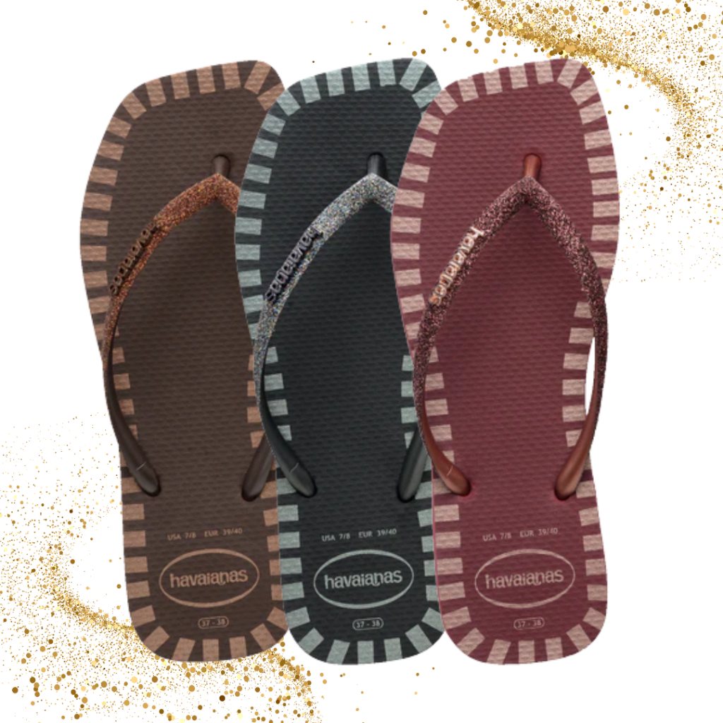 Chinelo Havaianas Slim Square Glitter Contour