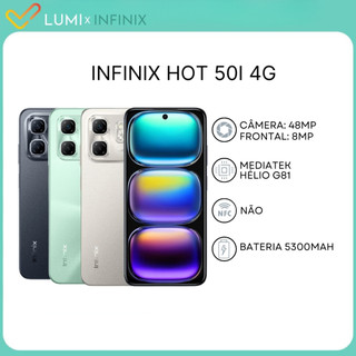 INFINIX HOT 60i - INFINIX HOT 50i, 256GB e 4GB RAM, Processador MediaTek Helio G81, Bateria 5000Mah, Versão Global