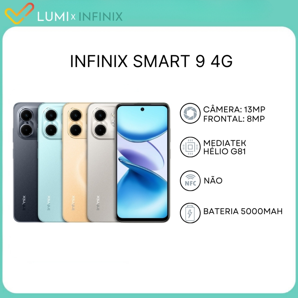 Infinix Smart 9 e Smart 10 128gb 4gb Ram, Processador Mediatek Hélio G81, Bateria 5000mah, Versão Global - Miniatura 3