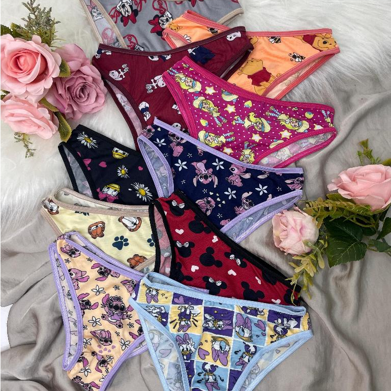 Kit com 10 Calcinhas menina infantil estampada Microfibra