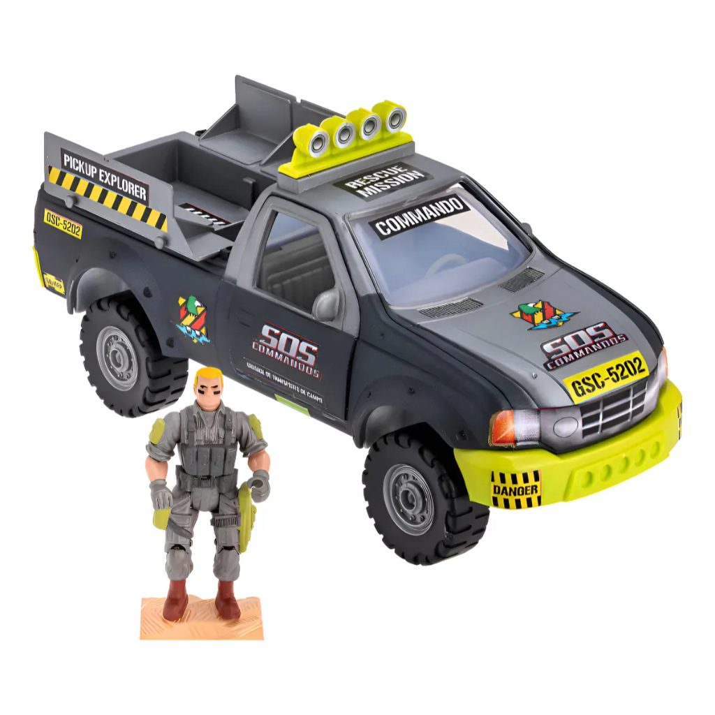 Carrinhos Sos Commandos Pick Up Explorer Militar C/ Boneco 817