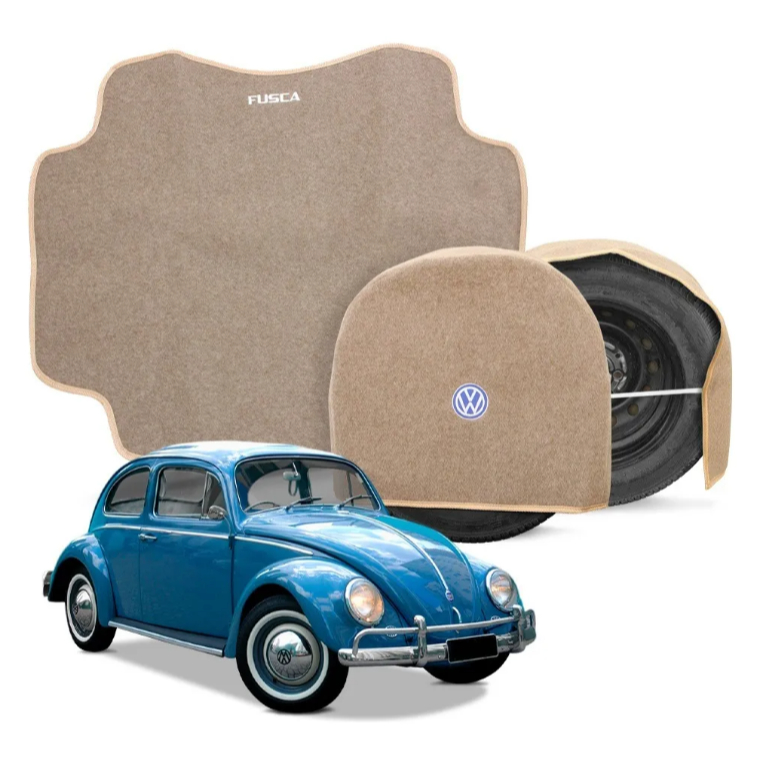 Jogo Tapete Carpete Porta Mala Fusca 1970 Até 1995 Capa Estepe Forro Capô Preto ou Bege