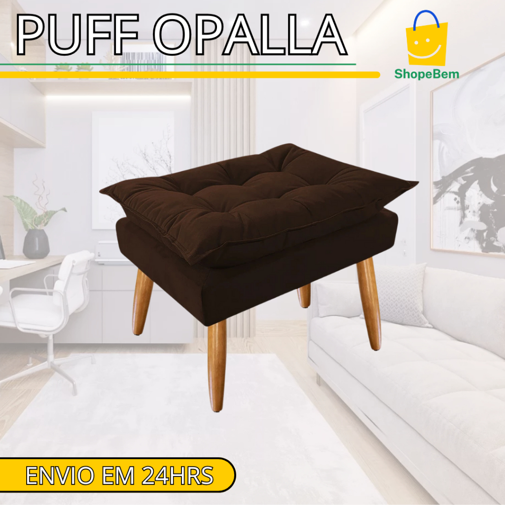 Puff Opala Estofado Quadrado Pé Palito – Design Moderno e Confortável em Oferta na Shopee