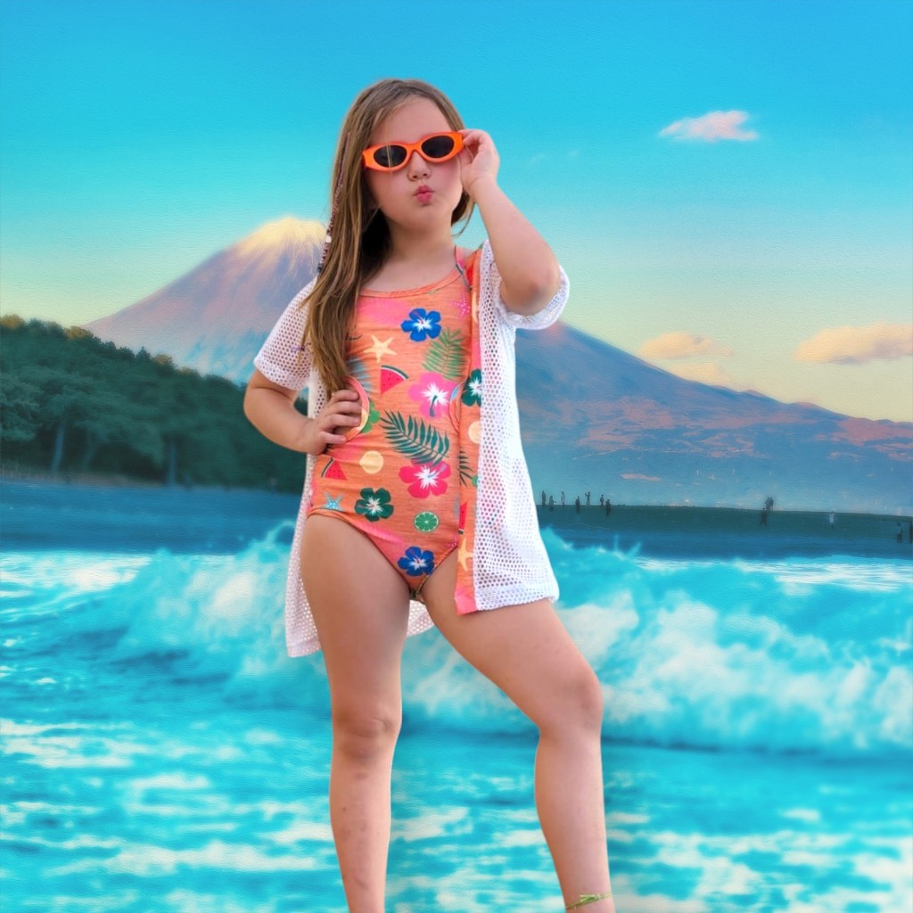 Kit Maiô Praia + Saída De Praia Infantil Menina Piscina Verão luxo em Oferta na Shopee