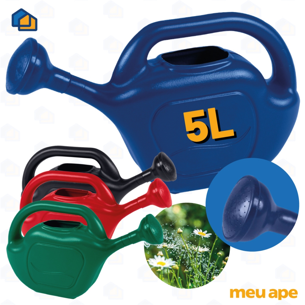 Regador Plástico Com Bico Chuveiro Removível Jardim Plantas Jardinagem Quintal Cores 5 Litros