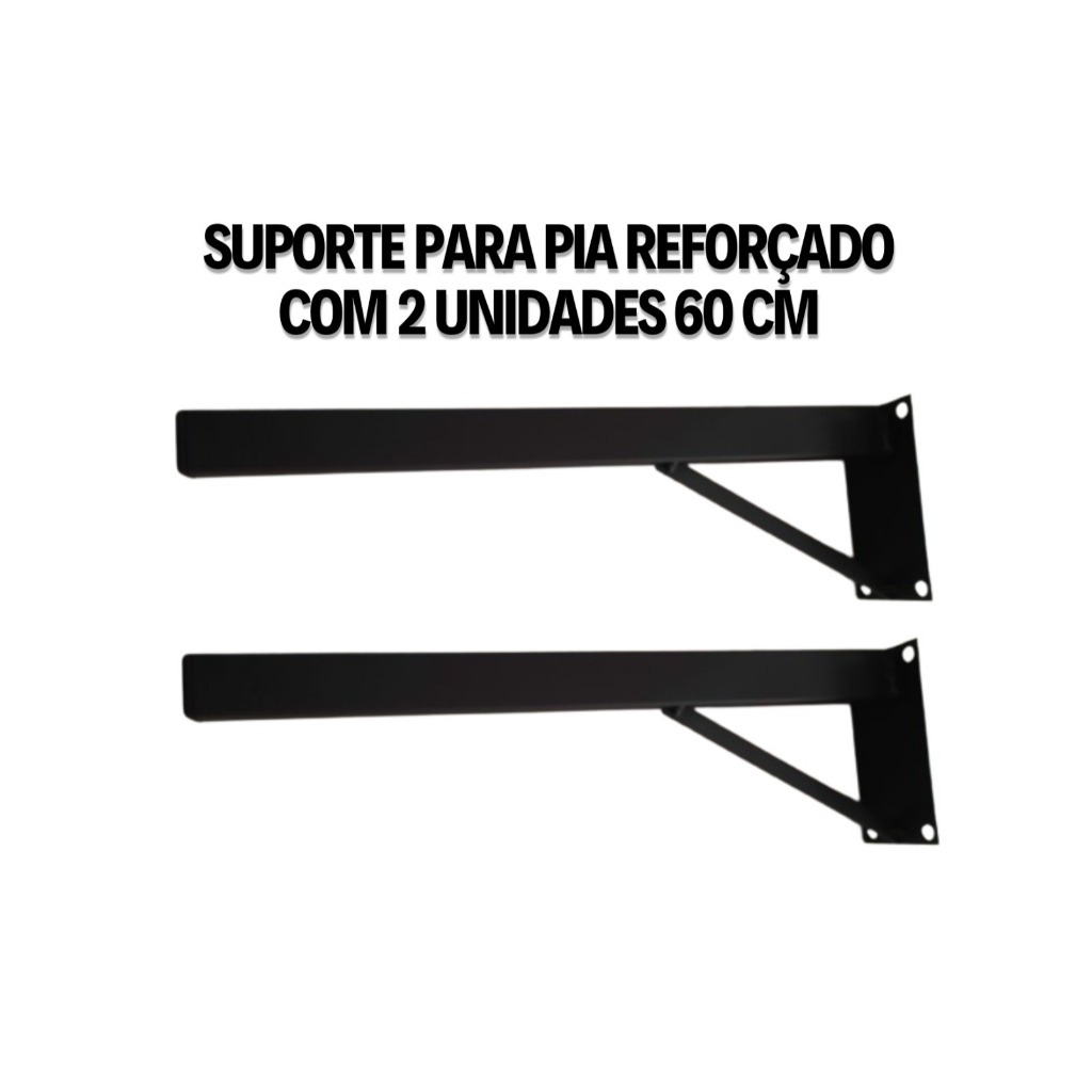 Suporte pia mão francesa grapa parafusar super reforçado 60cm 2 Un Granito- preto